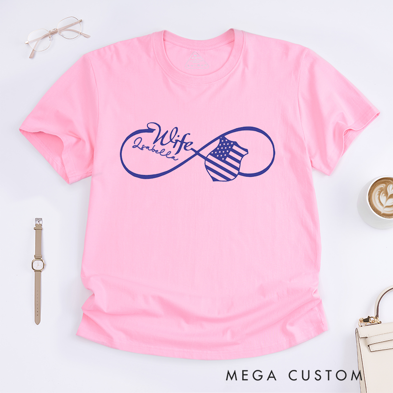 Personalized Police Wife Infinity Design Design Gift for Wife Police Officer T-Shirt