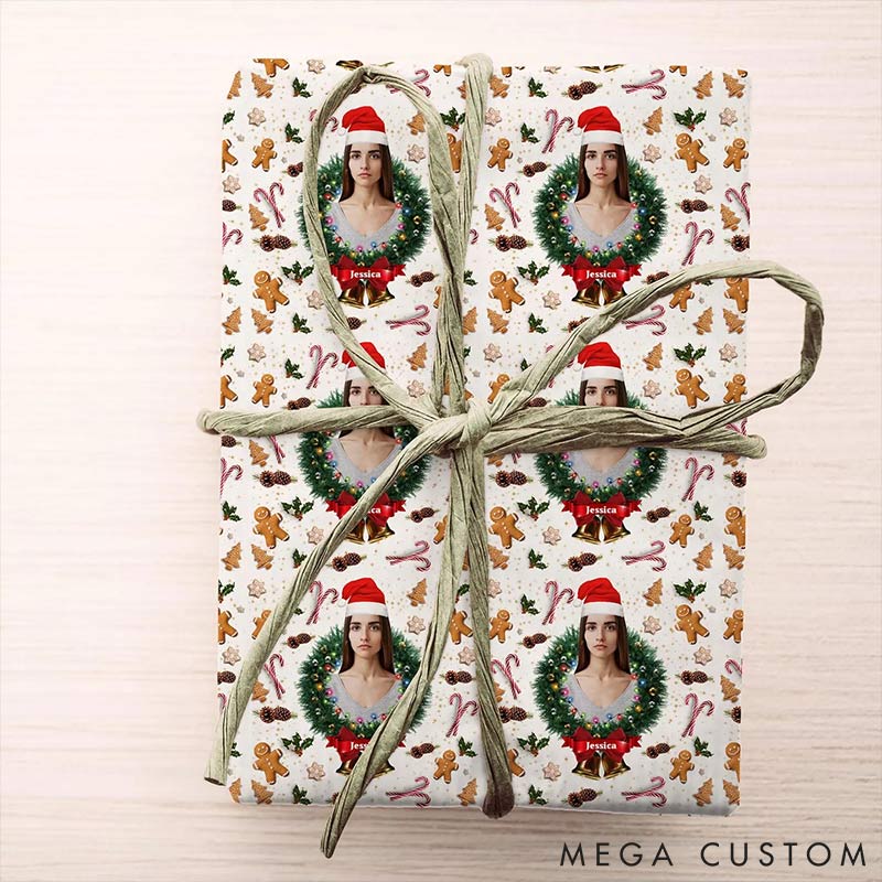 Personalized Funny Christmas Face Photo Cutout Wrapping Paper Unique Photo Gift Xmas Wrap Paper Best Xmas Gift for Boyfriend Girlfriend