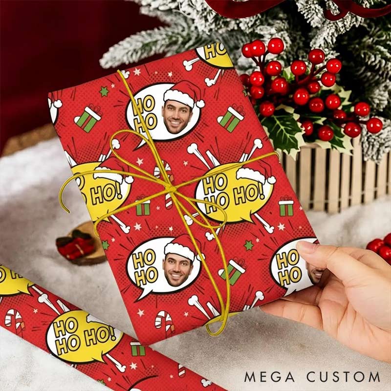 Personalized Funny Christmas Face Photo Cutout Wrapping Paper Unique Photo Gift Xmas Wrap Paper Best Xmas Gift for Boyfriend Girlfriend