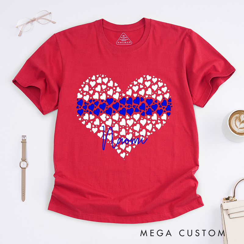 Personalized Police Heart of Support with Thin Blue Line Design Gift for Wife Police Officer T-Shirt