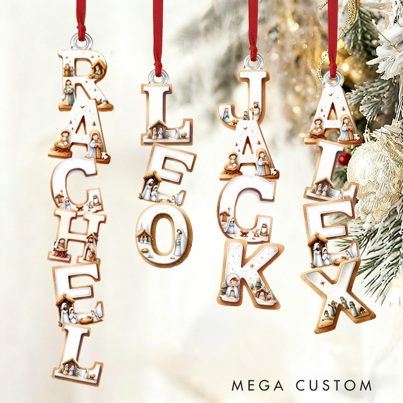 Personalized Nativity Scene Acrylic Christmas Ornament with Custom Name Religious Gift Christmas Tree Decor Christian Gift