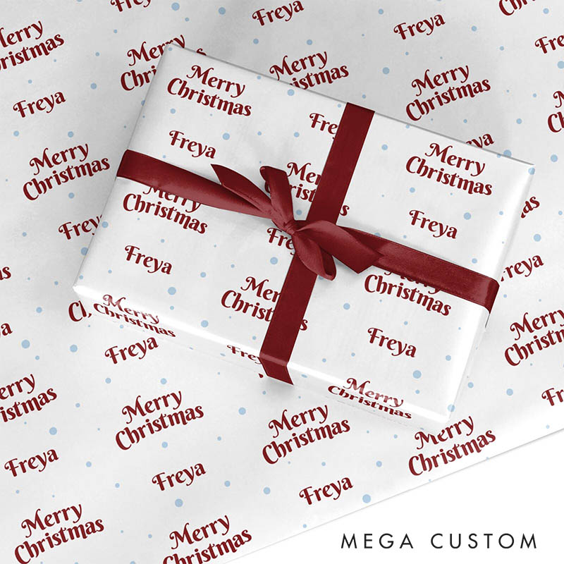 Personalized Classic Red Merry Christmas Wrapping Paper Custom Name Christmas Wrapping Paper Holiday Gift Wrap for Girlfriend Wife Boyfriend Husband