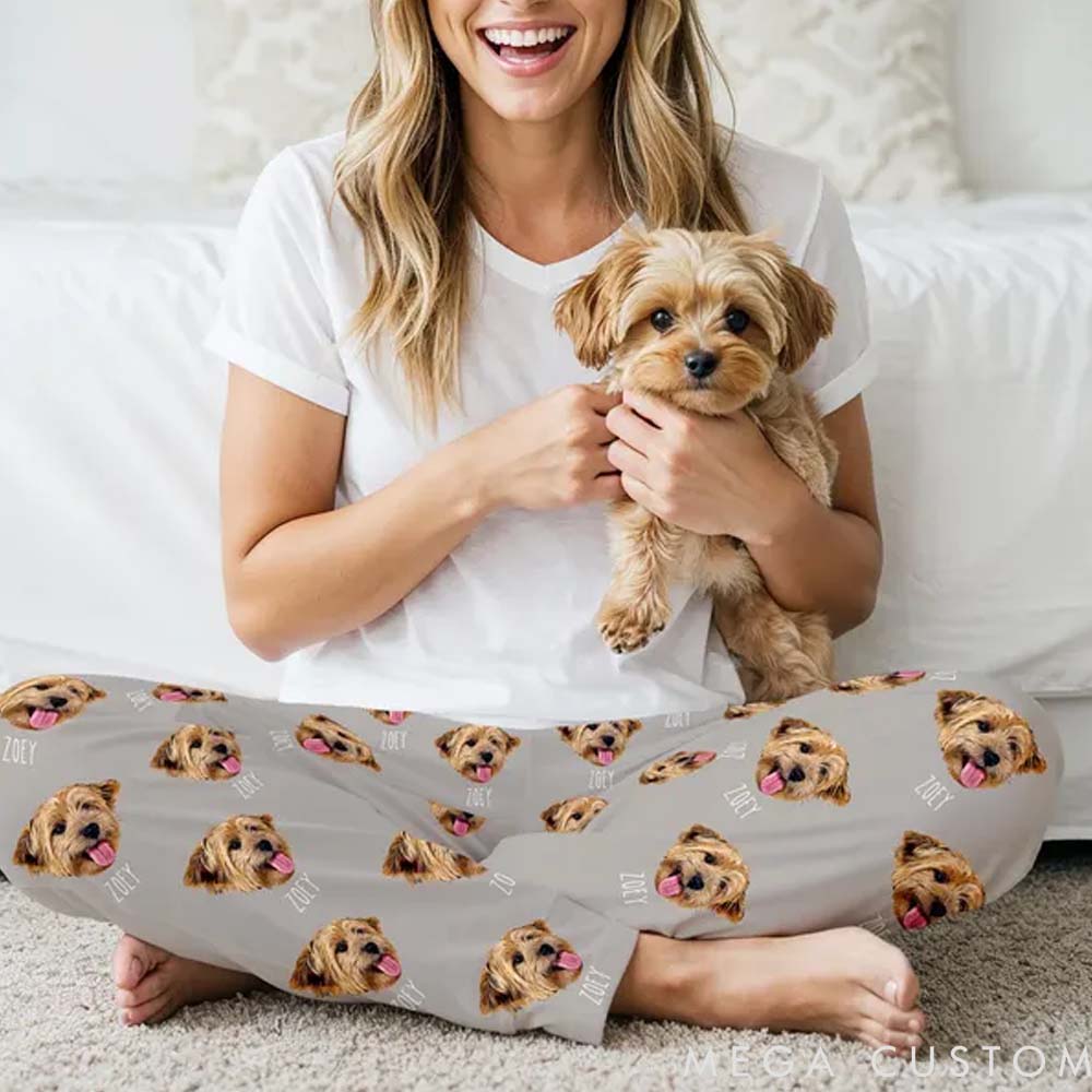Personalized Pet Lover Custom Pet Face Pants Pajamas