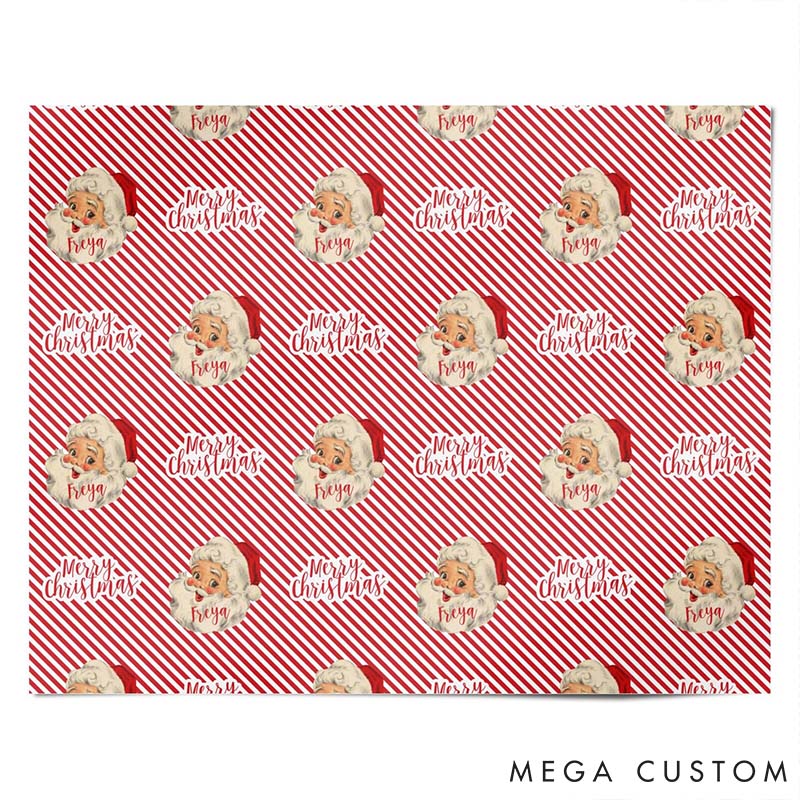Personalised Vintage Santa Wrapping Paper Vintage Santa Christmas Wrapping Paper Xmas Gift Wrap for Her Him