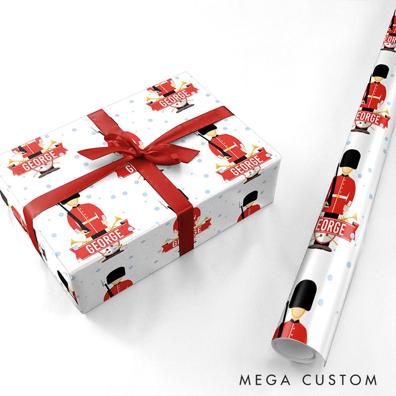Personalized British Guards Christmas Wrapping Paper Custom Couple Christmas Wrapping Paper Holiday Gift Wrap for Girlfriend Wife Boyfriend Husband