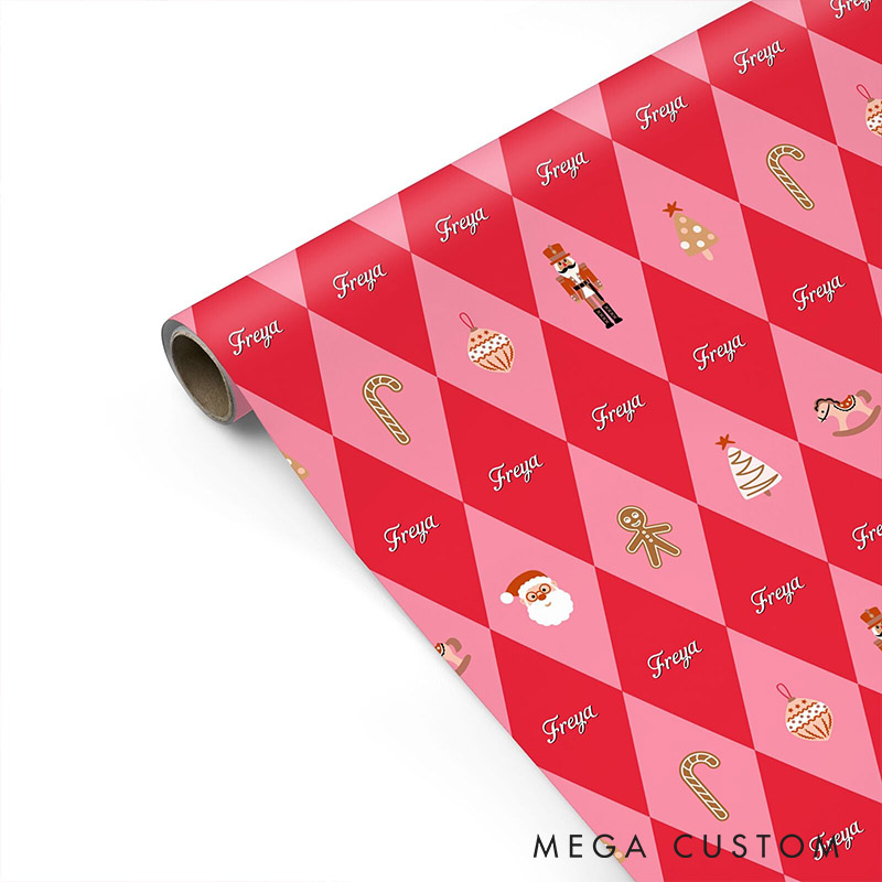 Personalized Harlequin Christmas Wrapping Paper Custom Couple Christmas Wrapping Paper Holiday Gift Wrap for Girlfriend Wife Boyfriend Husband