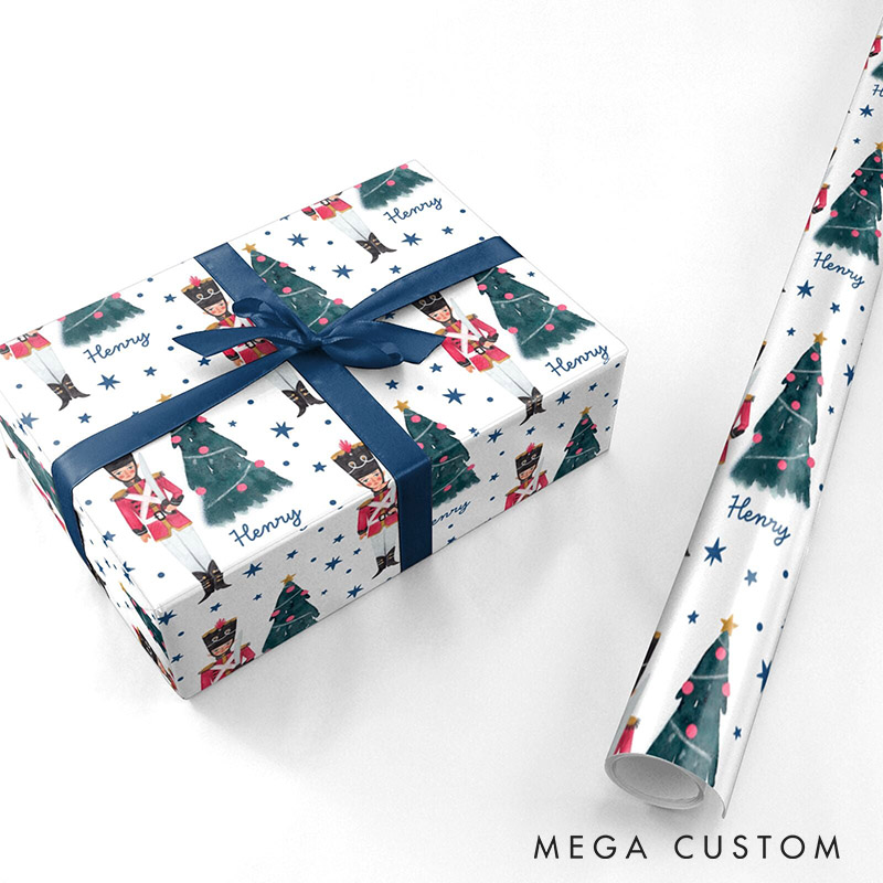 Personalized Nutcracker Christmas Wrapping Paper Custom Name Christmas Wrapping Paper Holiday Gift Wrap for Girlfriend Wife Boyfriend Husband