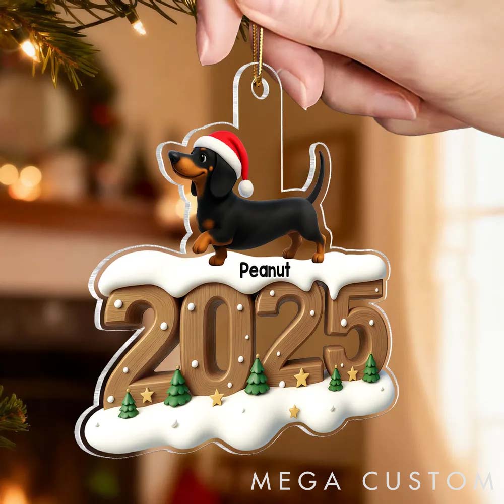 Personalized Dog Lover Christmas Dachshunds Walking Ornament