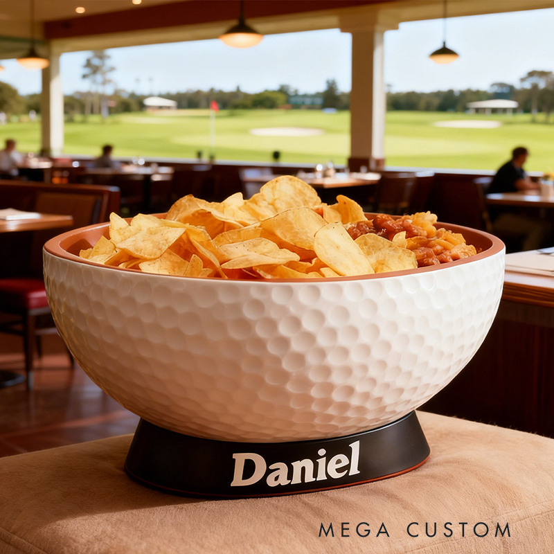 Personalized Golf Snack Bowl - Custom Name Golf Shaped Snack Holder for Game Day, Tailgating & Sports Fans