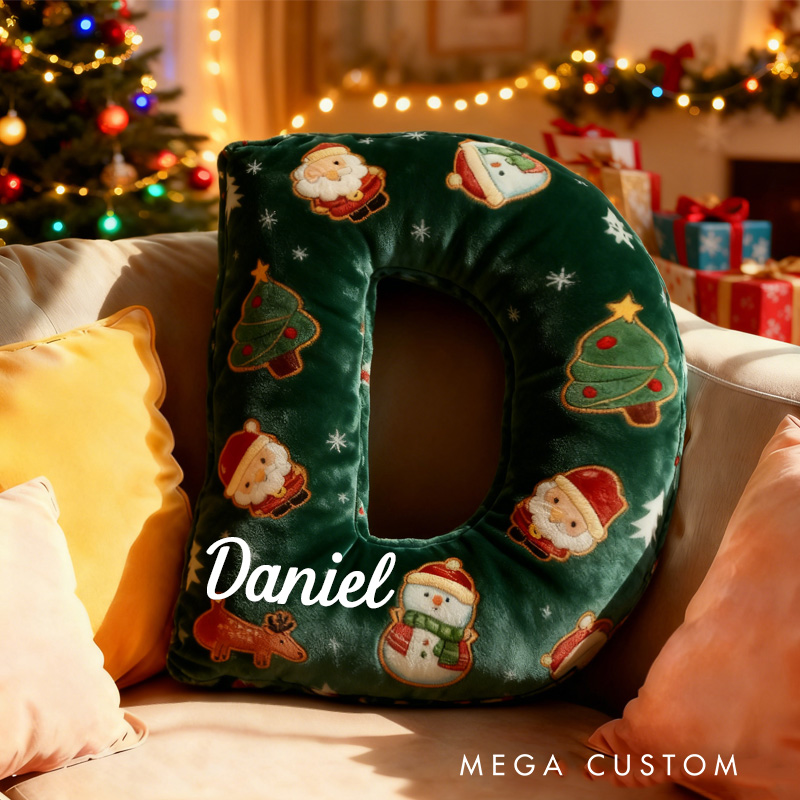 Personalized Christmas Cookie Alphabet Throw Pillow Cookie Letter Pillow with Name for Kids Girl Boy Baker Christmas Gifts Loving Room Decor
