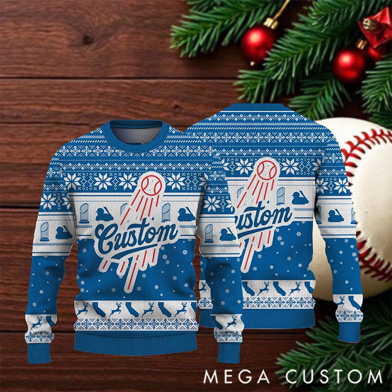 Personalized Baseball Family Ugly Christmas Sweater Champion 2025  Custom Name Sweater  Baseball Mama & Daddy Sweater