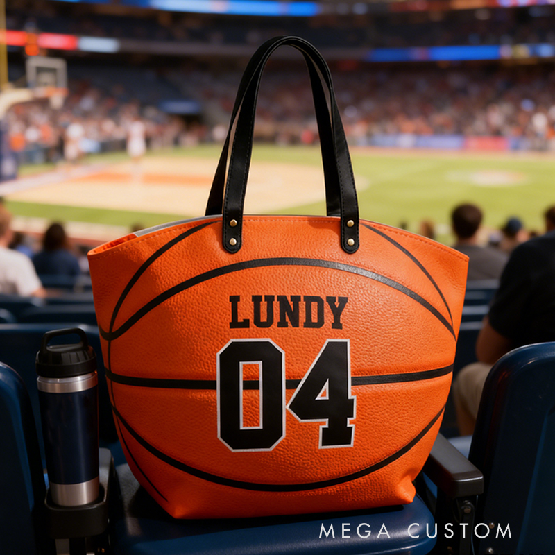 Personalized Basketball Texture Tote Bag Design, Stylish & Functional for Basketball Enthusiasts Custom Name & Number