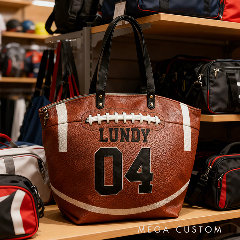 Personalized Football Texture Tote Bag Design, Stylish & Functional for Football Enthusiasts Custom Name & Number