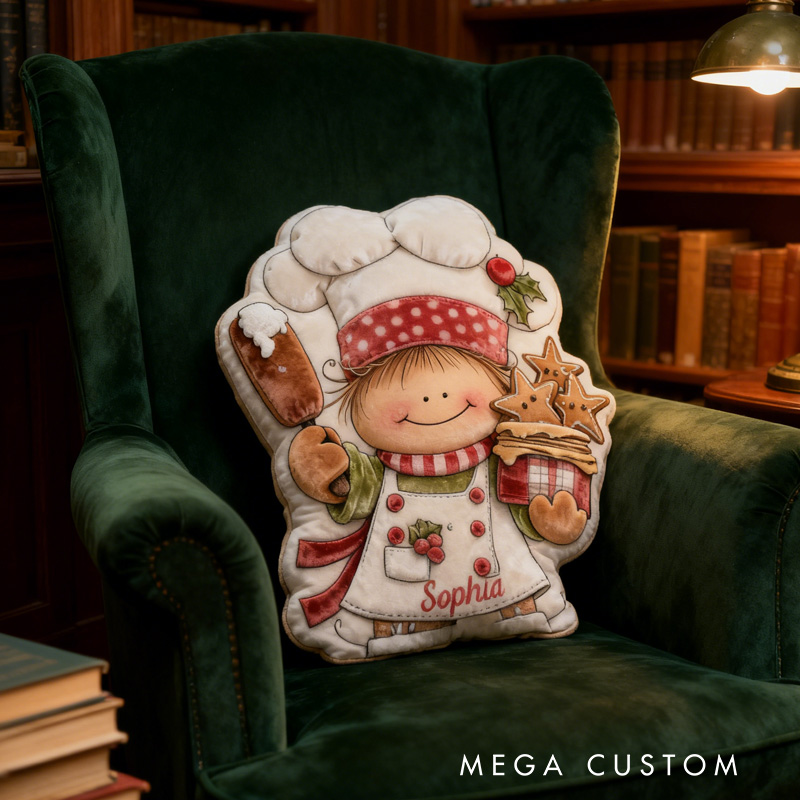 Personalized Baking Girl Throw Pillow Christmas Gift Pillow with Name for Kids Girl Boy Baker Christmas Gifts Loving Room Decor