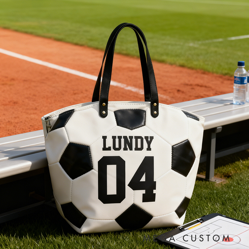 Personalized Soccer Texture Tote Bag Design, Stylish & Functional for Soccer Enthusiasts Custom Name & Number