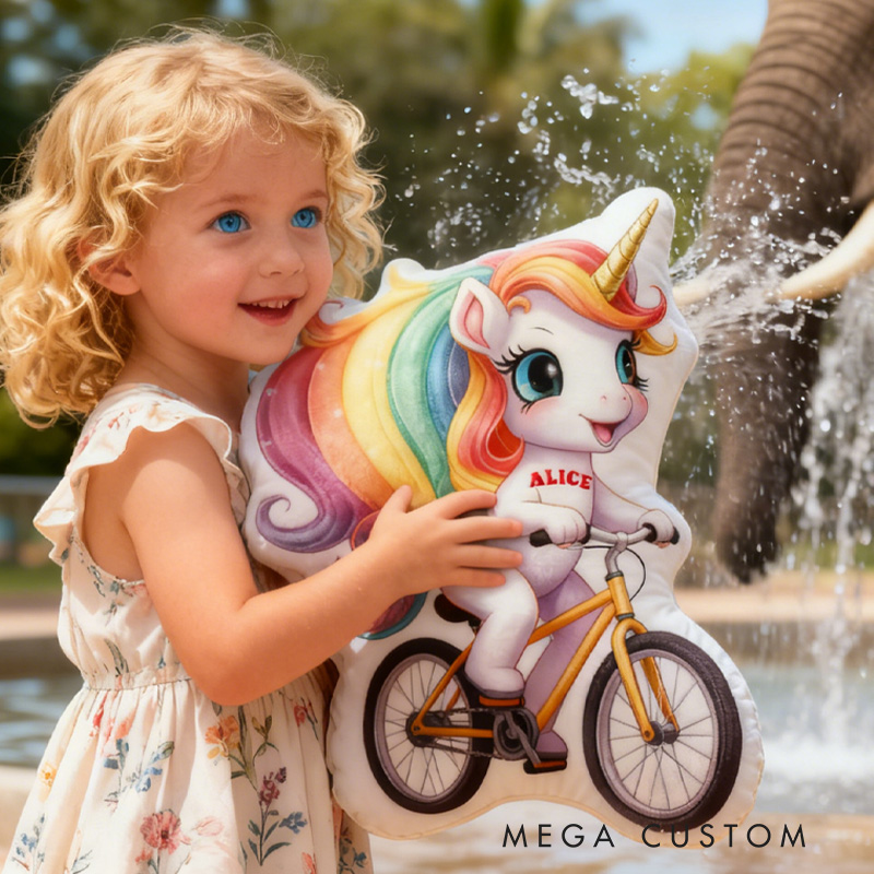 Personalized Rainbow Princess Pillow Cozy Dreaming Wing Princess Graphic 3D Print French Court Pillow Name Pillow Comfortable Travel Cushion for Kids Girls Riding Lovers