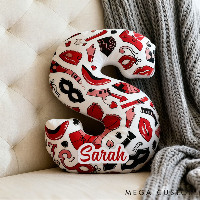 Personalized Fashion-Themed Letter Pillow for Girlfriend Valentine's Day Throw Pillow for Her Couple Date Night Themed Pillow