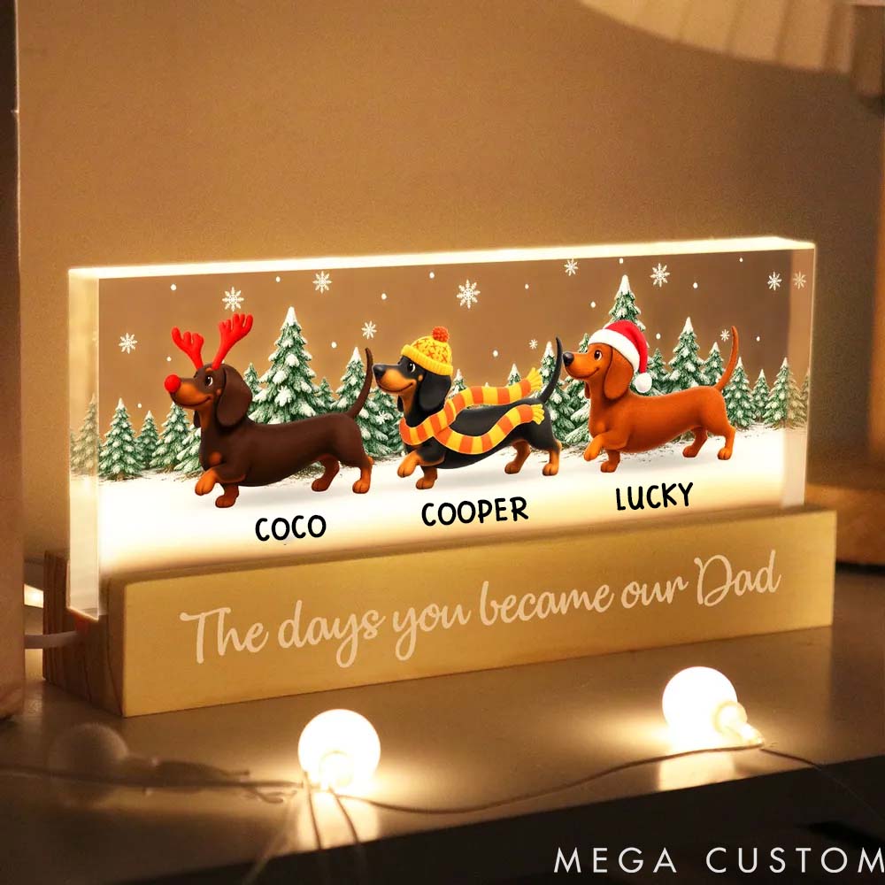 Personalized Dog Lover Christmas Dachshunds Walking in a Wiener Wonderland Light