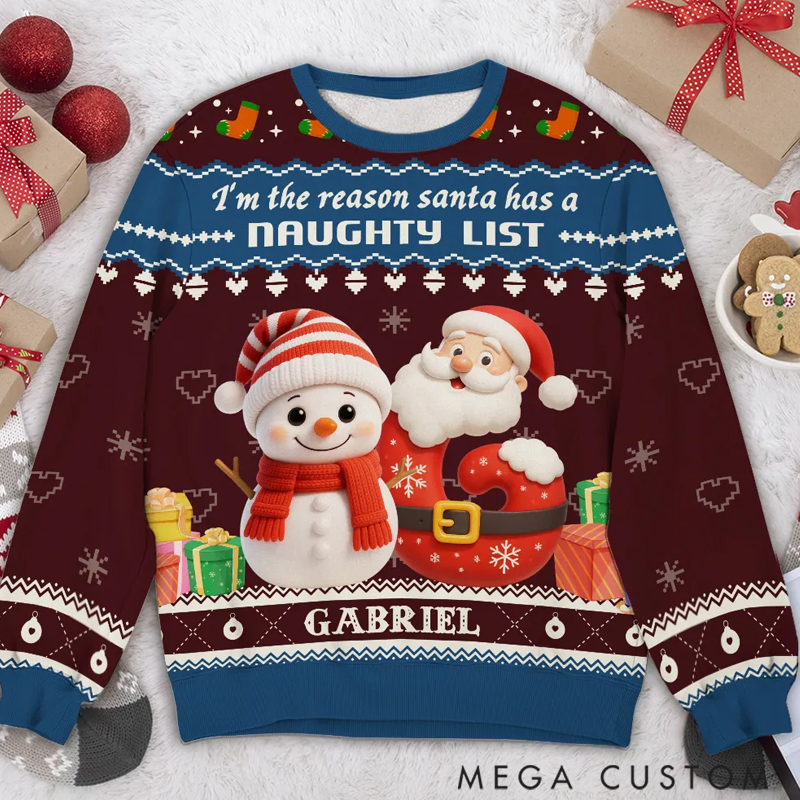 Personalized Custom All-Over-Print Little One in the Snow Ugly Sweater Gift for Family Members