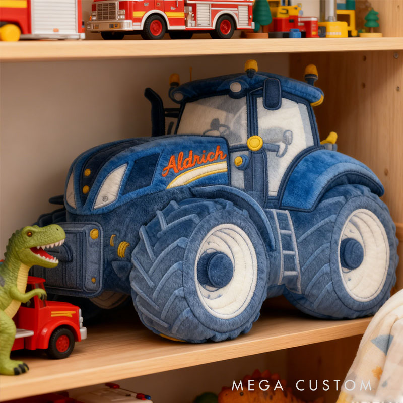 Personalized Tractors Letter Pillow with Custom Name Kids Room Decor Gift for Boys Christmas Gift 3D Print