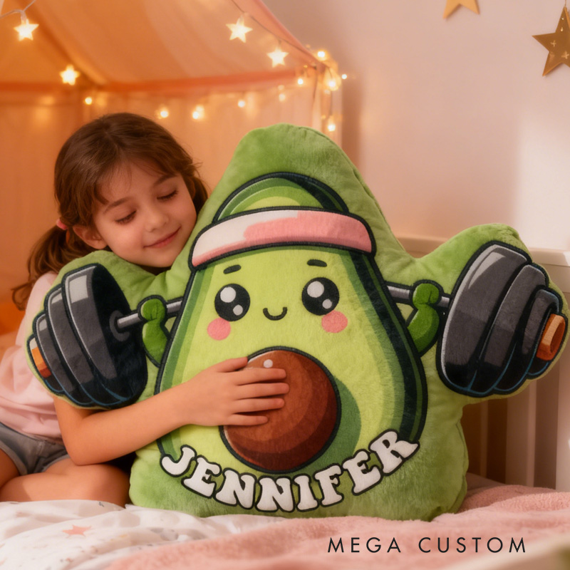 Personalized Avocado Weightlifting Throw Pillow Graphic 3D Print Trainer Fitness Planner Decoration Letter Pillow Exercise Sport Gym Sublimation Design Lift Heavy Shit Gym Rat Weightlifting Pillow for Kids Gym Lovers