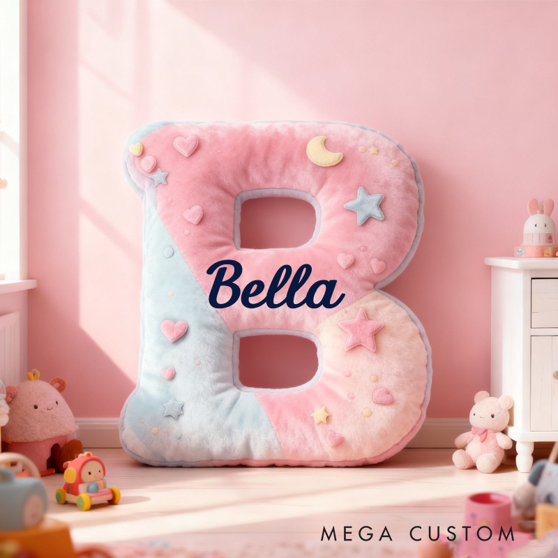 Personalized Pink Macaron Alphabet Throw Pillow Cute Dessert Letter Pillow with Name for Kids Girl Boy Baker Christmas Gifts Loving Room Decor