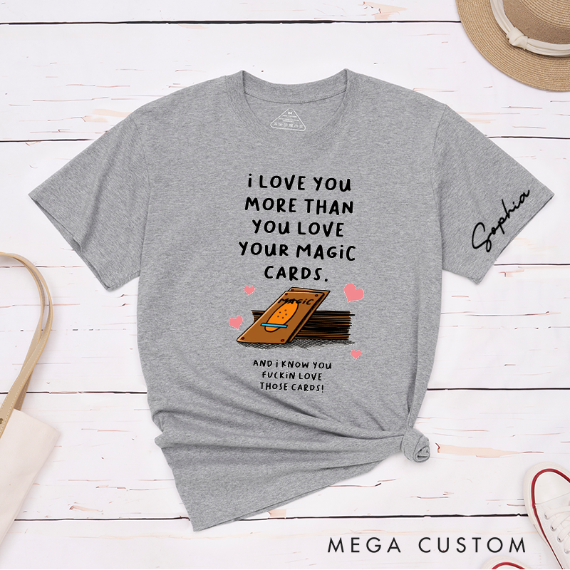 Personalized Funny Love Card Game Fan Classic T-Shirts Custom Gift for Couples Romantic Anniversary Present Unique T-Shirt for Card Collector