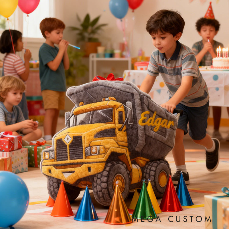 Personalized Truck Pillow with Custom Name Kids Room Decor Gift for Boys Christmas Gift 3D Print