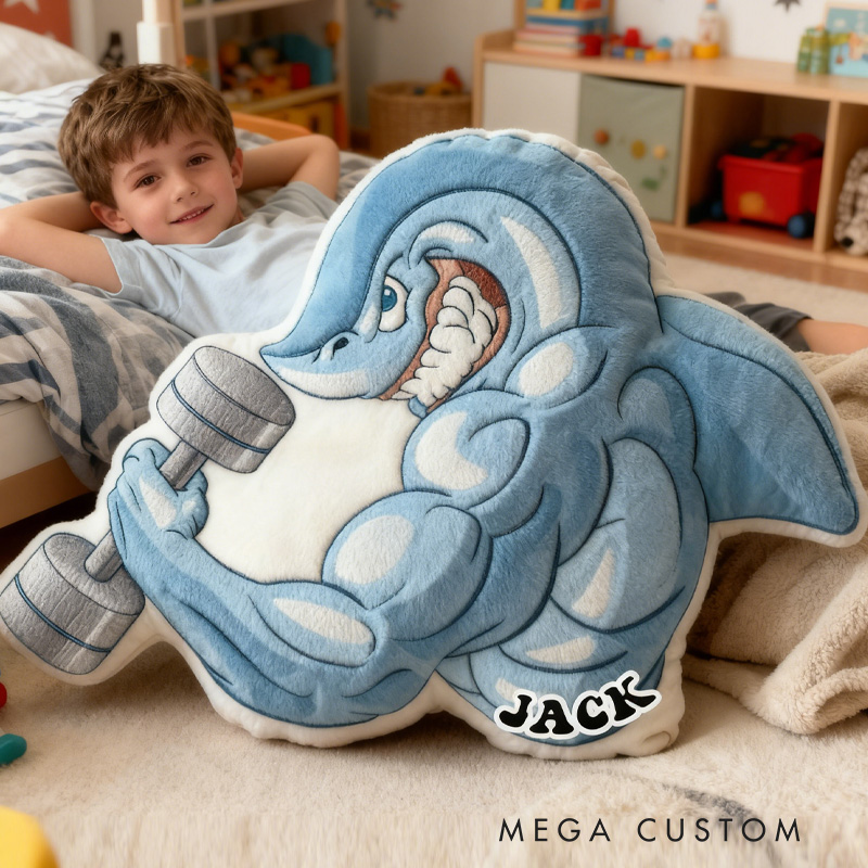 Personalized Workout Shark Pillow Graphic 3D Print Trainer Fitness Planner Decoration Letter Pillow Exercise Sport Gym Sublimation Design Lift Heavy Shit Gym Rat Weightlifting Pillow for Kids Gym Lovers