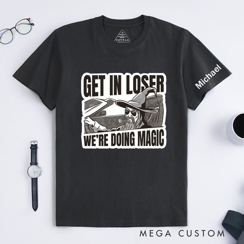 Personalized Wizard Magic Lover T-Shirt Classic Unisex Fun Graphic Tee Custom Name Gift for Fantasy Fans Friends Unique Cool Magical Humor Shirt