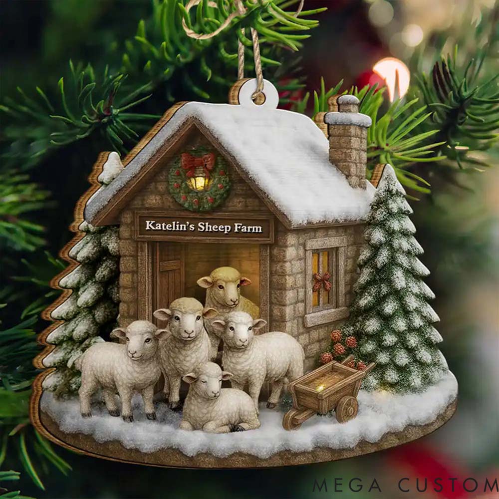 Personalized Pet Lover Christmas Sheep Farm Christmas Ornament