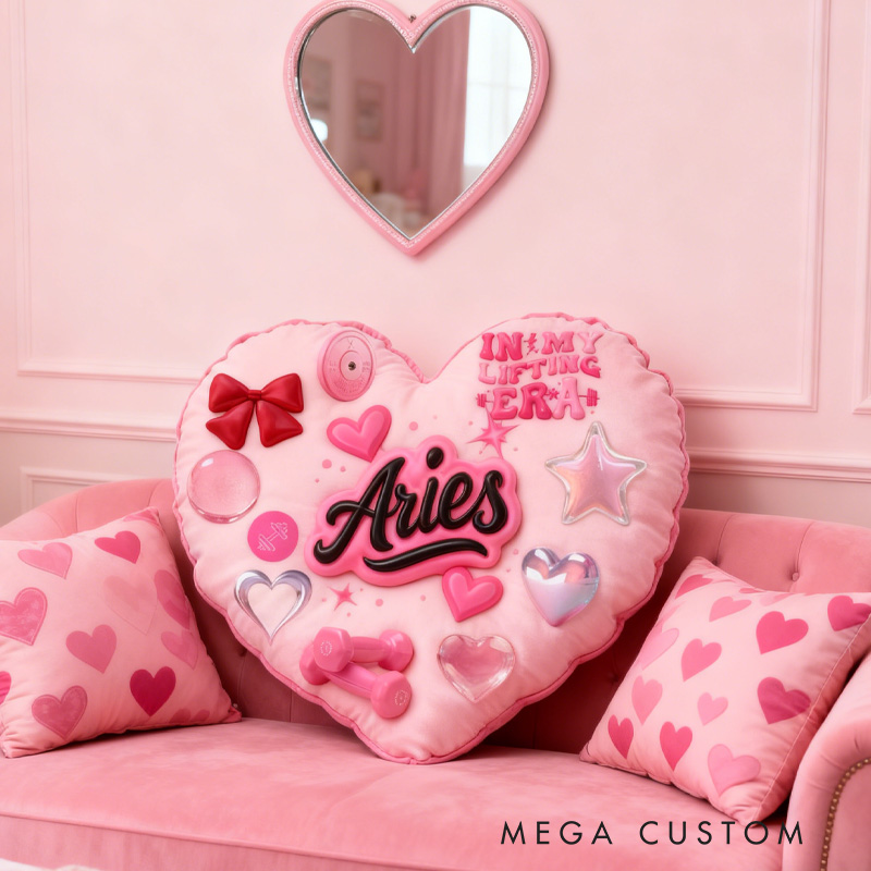 Personalized Workout Heart Throw Pillow Graphic 3D Print Trainer Fitness Planner Pinky Heart Decoration Letter Pillow Exercise Sport Gym Sublimation Design Lift Heavy Shit Gym Rat Weightlifting Pillow for Her Gym Lovers
