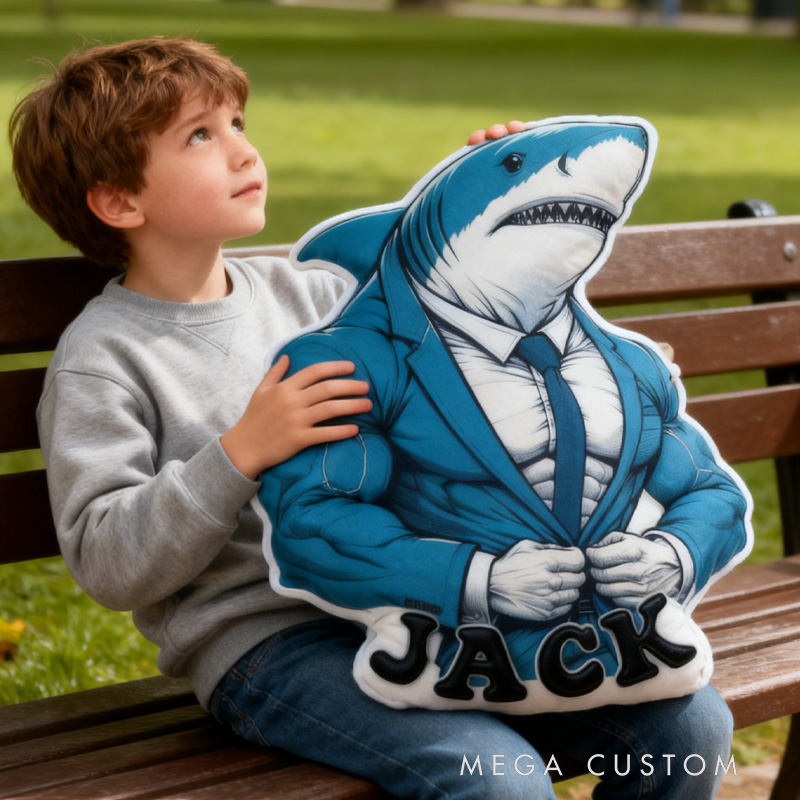 Personalized Fitness Shark Pillow Graphic 3D Print Trainer Fitness Planner Decoration Letter Pillow Exercise Sport Gym Sublimation Design Lift Heavy Shit Gym Rat Weightlifting Pillow for Kids Gym Lovers