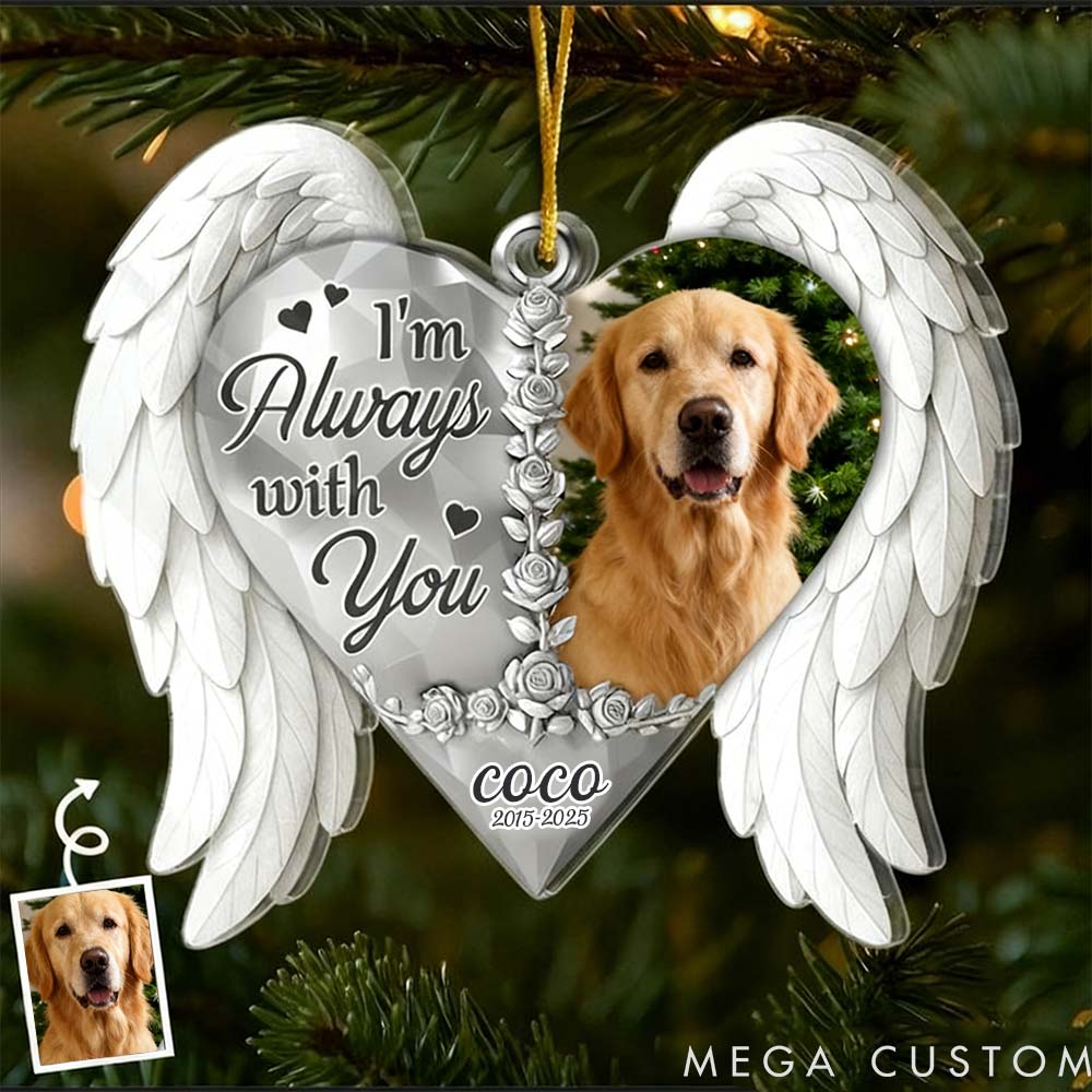 Personalized Pet Lover Custom Photo Wings Christmas Memorial Acrylic Ornament