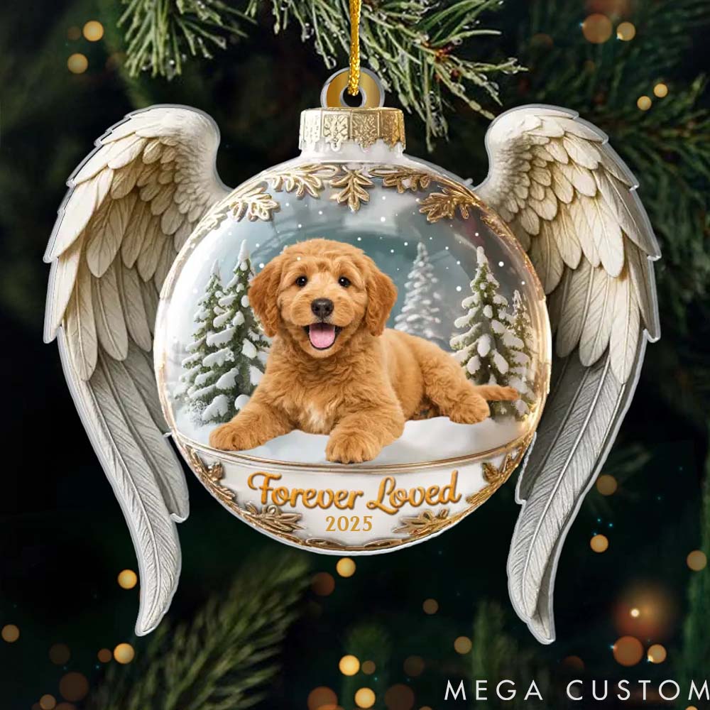 Personalized Pet Lover Custom Photo Forever Cherished in Paw Prints Christmas Memorial Acrylic Ornament