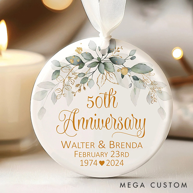 Personalized Couple Anniversary Ceramic Ornament Custom Name Valentine's Day Gifts for Husband Wife Ornament for Couple Xmas Gift