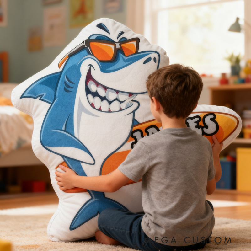 Personalized Suring Shark Pillow Rainbow Throw Pillow Graphic 3D Print Surfing Skateboarding Fitness Decoration Pillow Exercise Sport Pillow for Kids Surfing Skateboarding Lovers