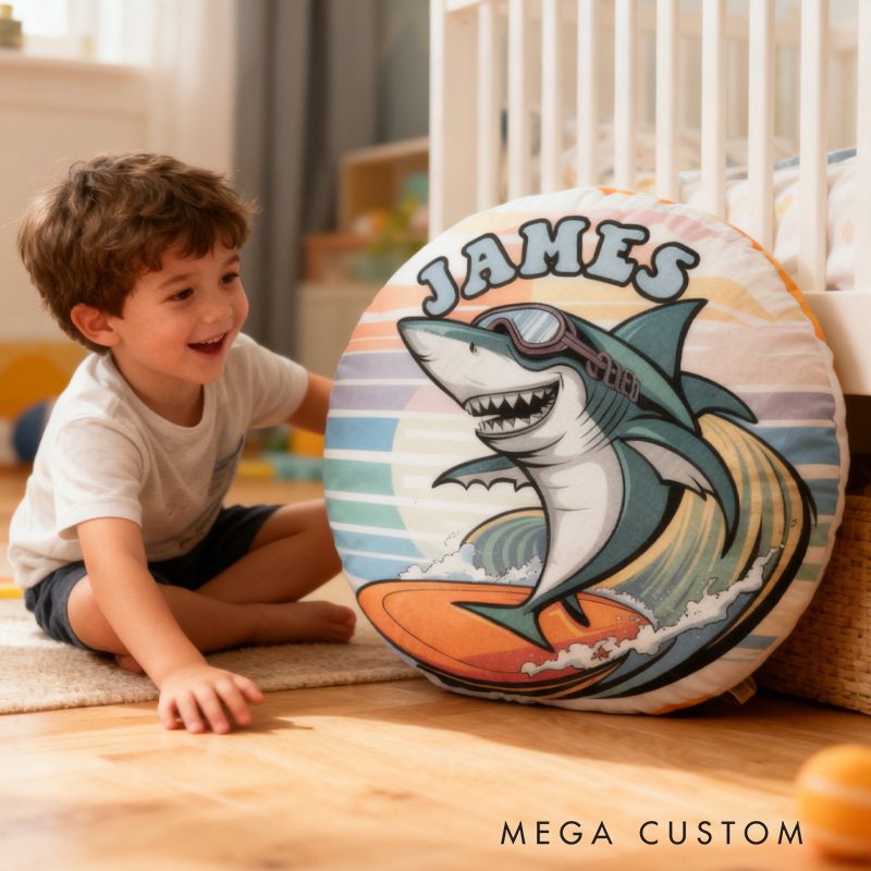 Personalized Suring Shark Pillow Rainbow Throw Pillow Graphic 3D Print Surfing Skateboarding Fitness Decoration Pillow Exercise Sport Pillow for Kids Surfing Skateboarding Lovers