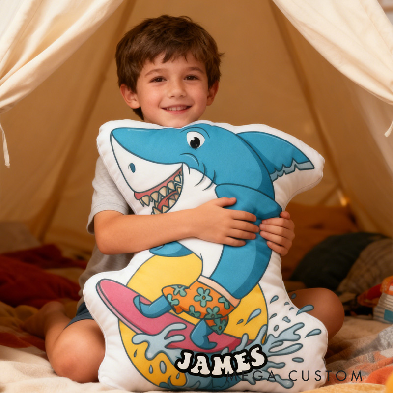 Personalized Suring Shark Pillow Rainbow Throw Pillow Graphic 3D Print Surfing Skateboarding Fitness Decoration Pillow Exercise Sport Pillow for Kids Surfing Skateboarding Lovers