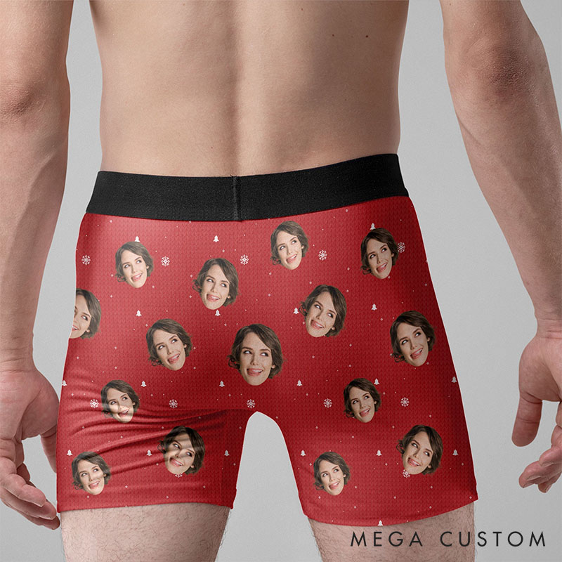 Personalized Girlfriend Wife Face Boxer Briefs Men Christmas Underwear with Face Photo Only Her Can Turn This Light On Xmas Gift for Boyfriend Husband