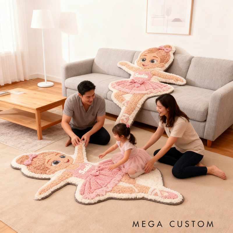 Personalized Ballet Dancers Carpet with Your Name for Kids Unique Decorative Carpet for Girls' Room and Dance Studio