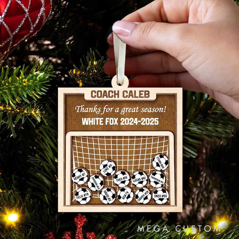 Personalized Soccer Coach Shaker Ornament: End Of Season Thank You Coach Gift