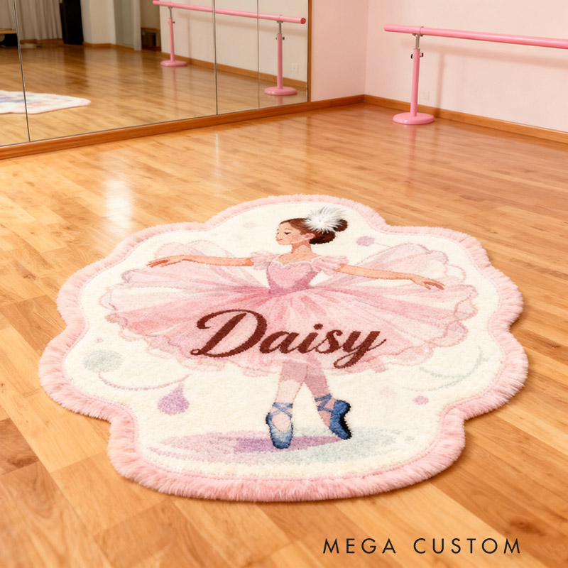 Personalized Ballet Dancers Carpet with Your Name for Ballet Lovers Unique Decorative Carpet for Girls' Room and Dance Studio