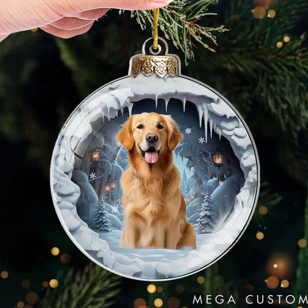 Personalized Pet Lover Custom Photo Santa Paws is Coming to Town Ornament