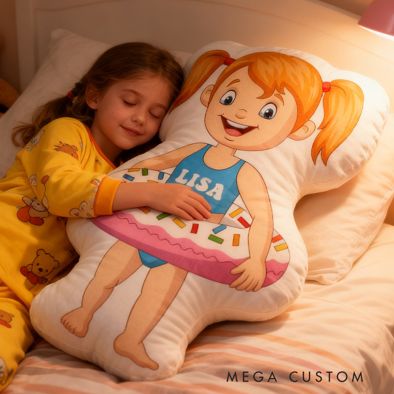 Personalized Swimming Ring Donut Pillow Throw Pillow Graphic 3D Print Swimming Fitness Decoration Pillow Exercise Sport Pillow Female Swimmer Holiday Gift Custom Swim Pool Keepsake for Kids or Teens Swimming Lovers