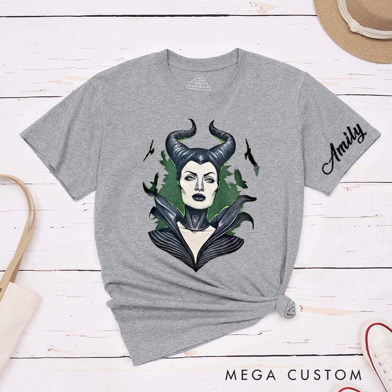 Personalized Gothic Horned Queen Classic T-Shirts Custom Dark Fantasy Gift Unique Art TShirt Birthday Present for Women Men Unisex Stylish Apparel