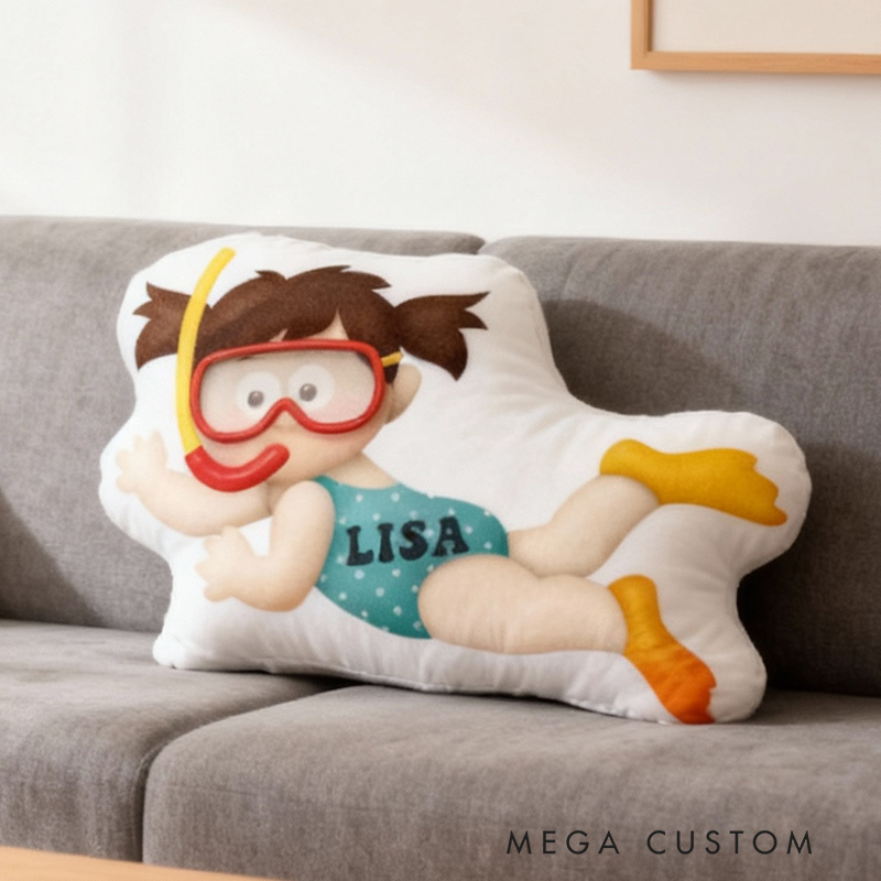 Personalized Diving Pillow Throw Pillow Graphic 3D Print Swimming Fitness Decoration Pillow Exercise Sport Pillow Female Swimmer Holiday Gift Custom Swim Pool Keepsake for Kids or Teens Swimming Lovers