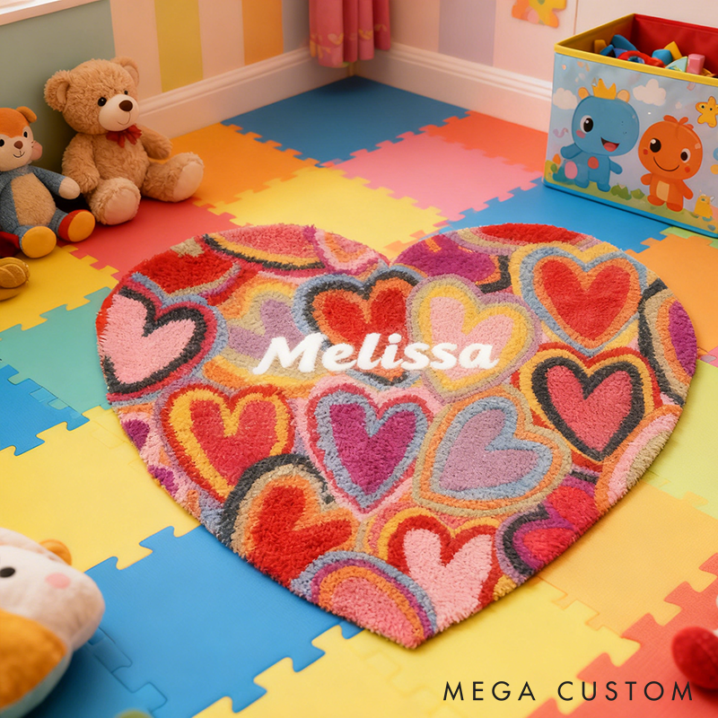 Personalized Heart Style Door Mat with Name Anniversary Gift For Her Home Decor Birthday Gift For Girlfriend 