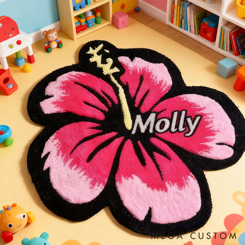 Personalized Floral Door Mat with Name Anniversary Gift For Her Home Decor Birthday Gift For Girlfriend Holiday Decoration