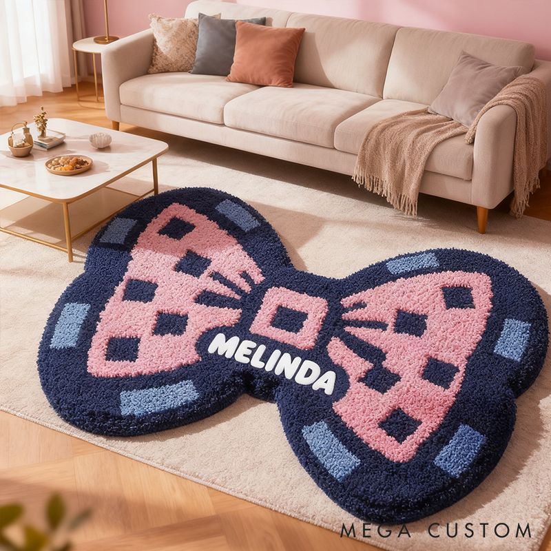 Personalized Bow Shaped Door Mat with Name Anniversary Gift For Her Home Decor Birthday Gift For Girlfriend Holiday Decoration